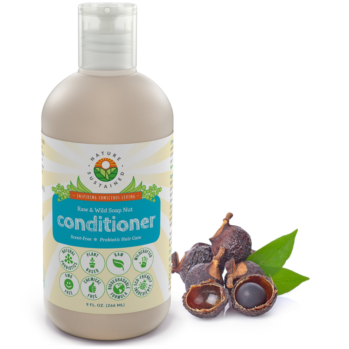 Nature Sustained Soapberry Hair Magic bottle showing gentle conditioning in action.