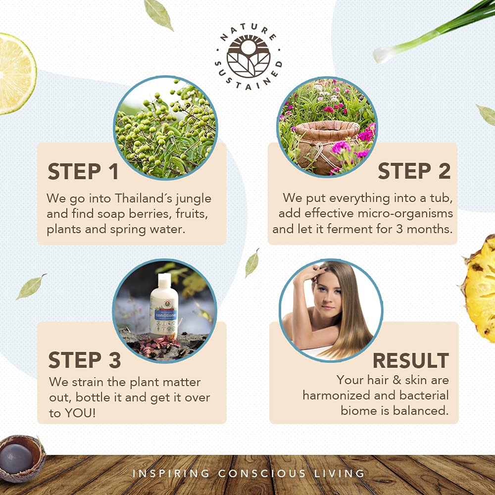 Unscented Nature Sustained conditioner applied to hair for fragrance-free care.