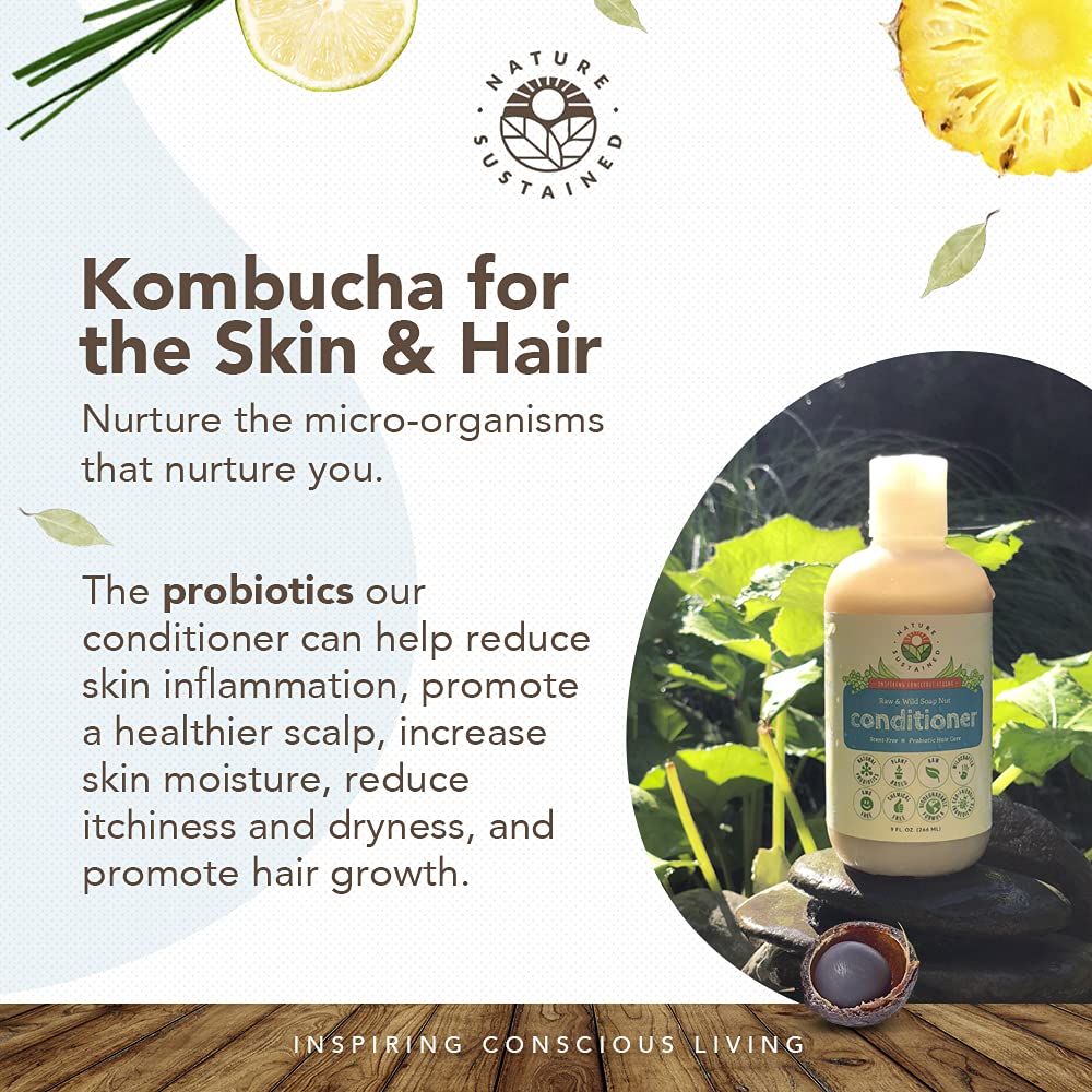 Nature Sustained vegan probiotics with fermented fruits texture in product shot.