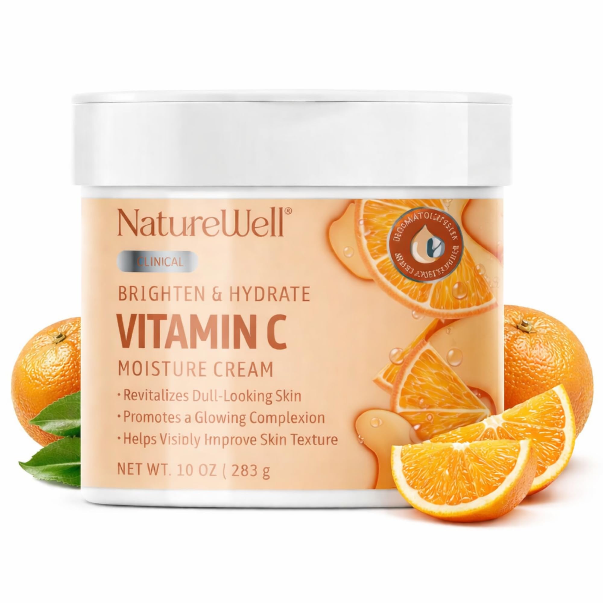 Nature Well Clinical Brighten & Hydrate Cream jar for smooth, radiant skin.
