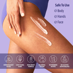 Close-up of Nature Well cream texture, velvety and non-greasy for quick absorption.