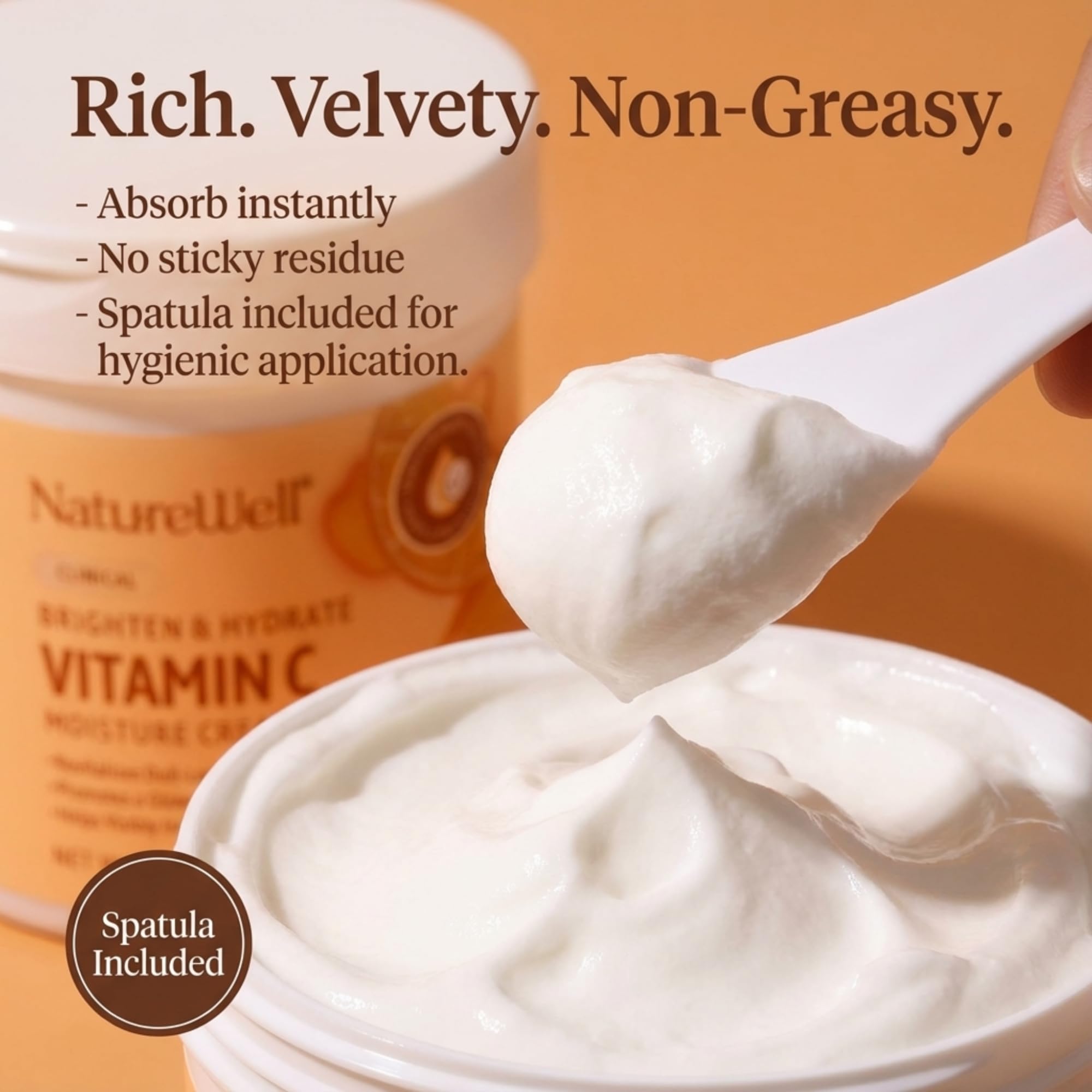 Nature Well cream texture absorbed on hand for non-greasy hydration.