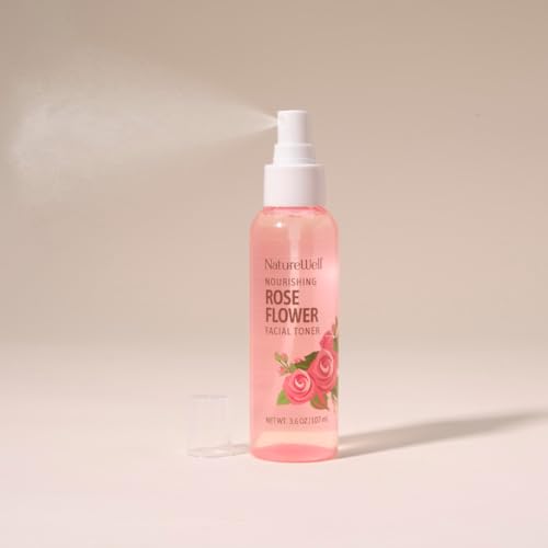 Nature Well Rose Water Toner Mist spray demonstrates a light, refreshing application on skin