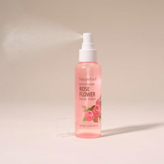 Nature Well Rose Water Toner Mist spray demonstrates a light, refreshing application on skin