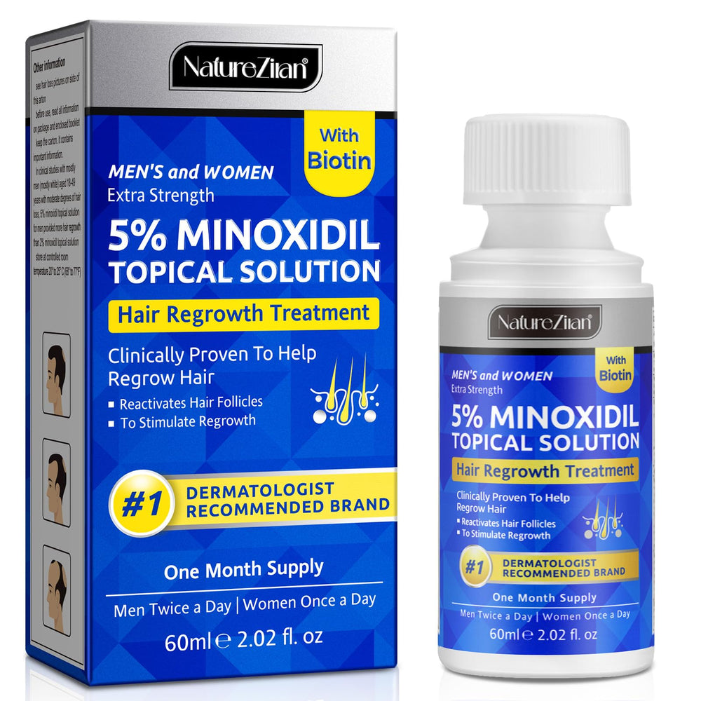 Nature Ziran Minoxidil packaging highlights a convenient daily routine.