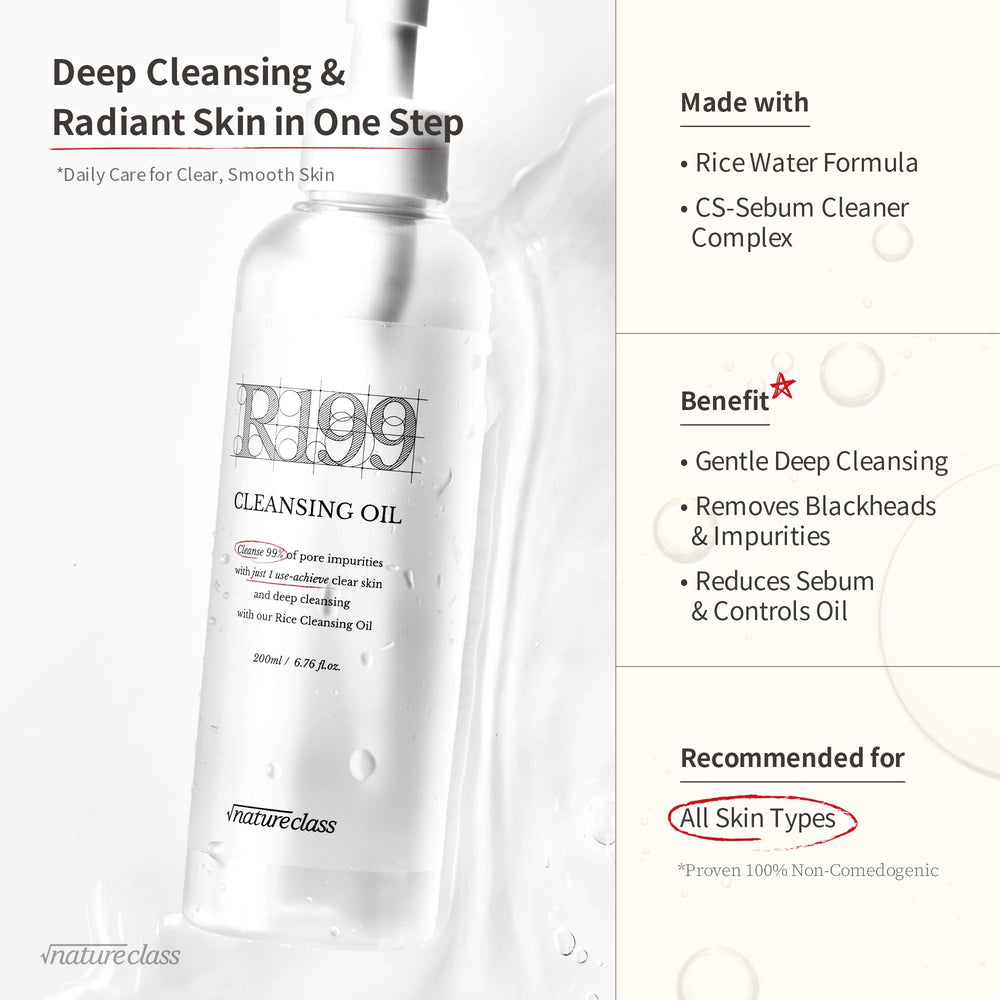 NatureClass R199 Rice Cleansing Oil emulsifies to a milky texture for easy rinse
