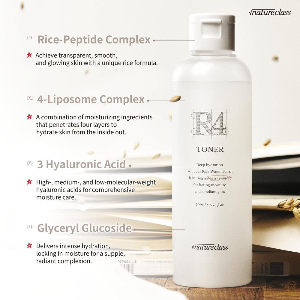 NatureCLASS R4 bottle label emphasizes rice fermentation for clarity
