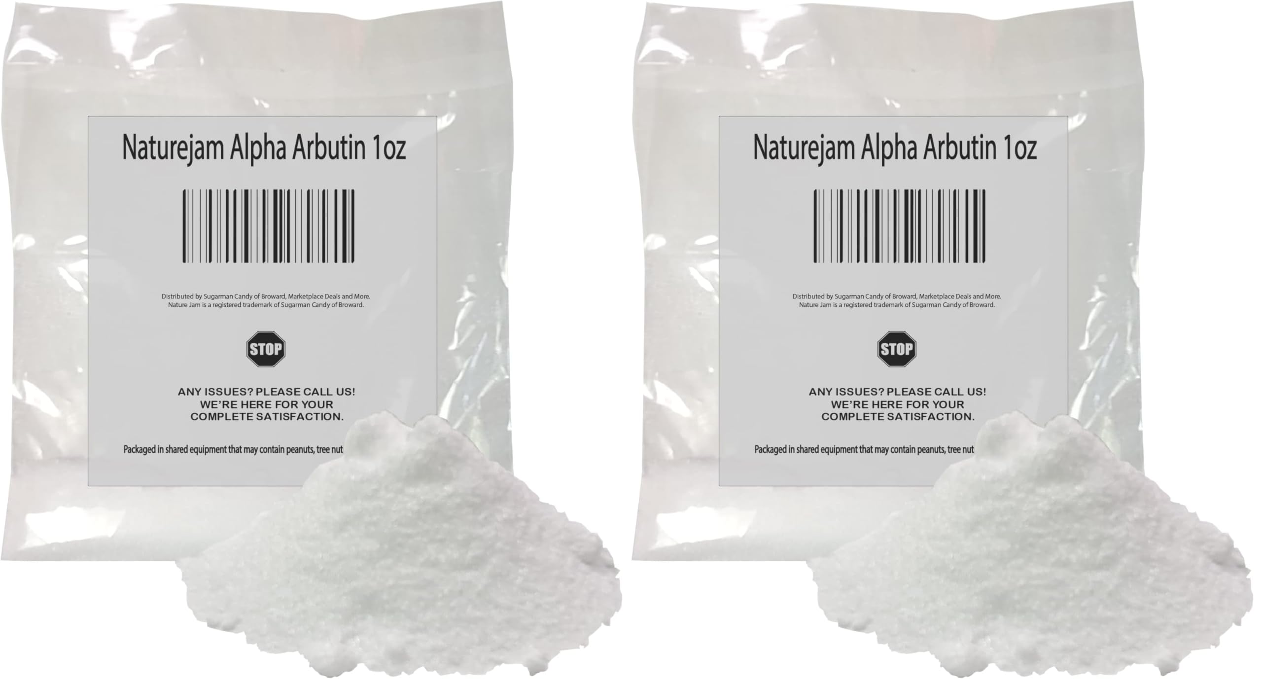 Naturejam Alpha Arbutin powder bottle close-up for even skin tone support.