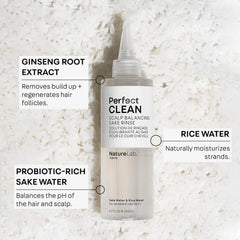 NatureLab TOKYO bottle label highlights pH balancing benefits and vegan formulation