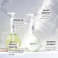 Applying conditioner to wet hair after shower to enhance smoothness.