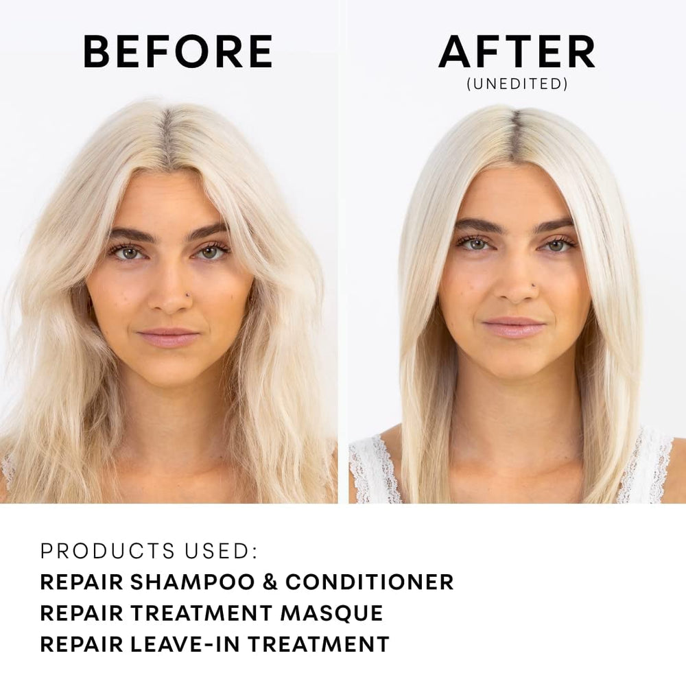 NatureLab.TOKYO Perfect Repair Leave-In bottle beside hair, ready to smooth and detangle.