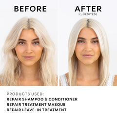 NatureLab.TOKYO Perfect Repair Leave-In bottle beside hair, ready to smooth and detangle.