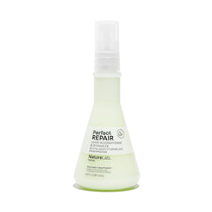 NatureLab.TOKYO Perfect Repair Leave-In bottle close-up showing detangling and moisture benefits.
