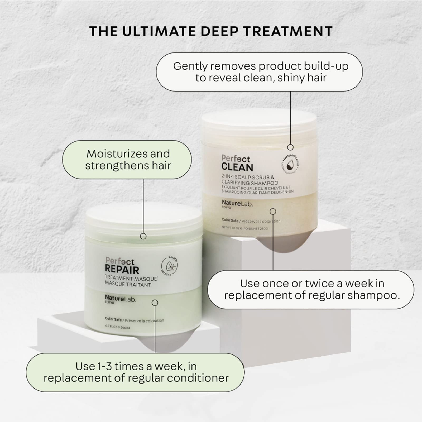 NatureLab.TOKYO scalp scrub closeup highlighting sugar texture and cleanse benefits for hair.