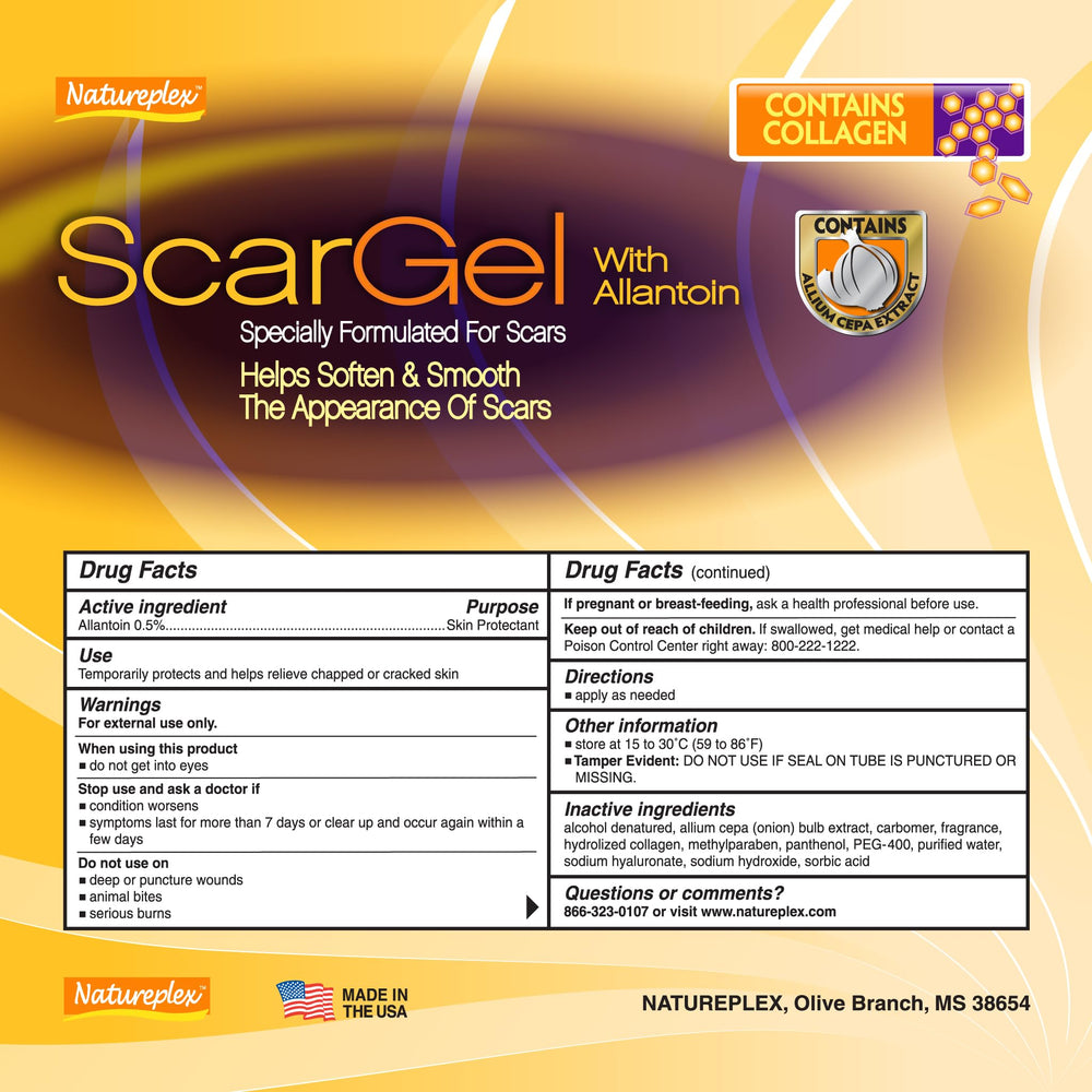 Two-pack display of Natureplex Scar Gel for home use.