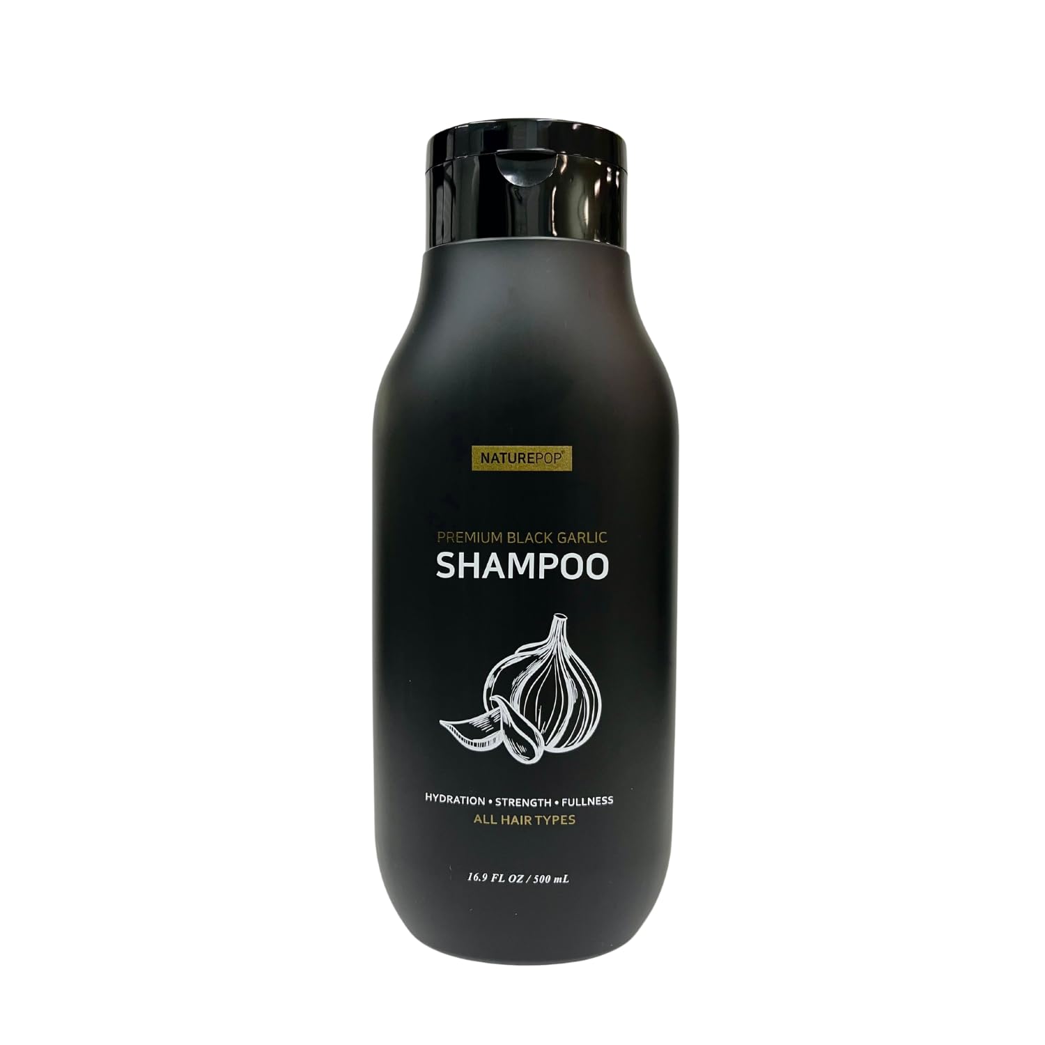 Naturepop Black Garlic Shampoo bottle for daily scalp care.