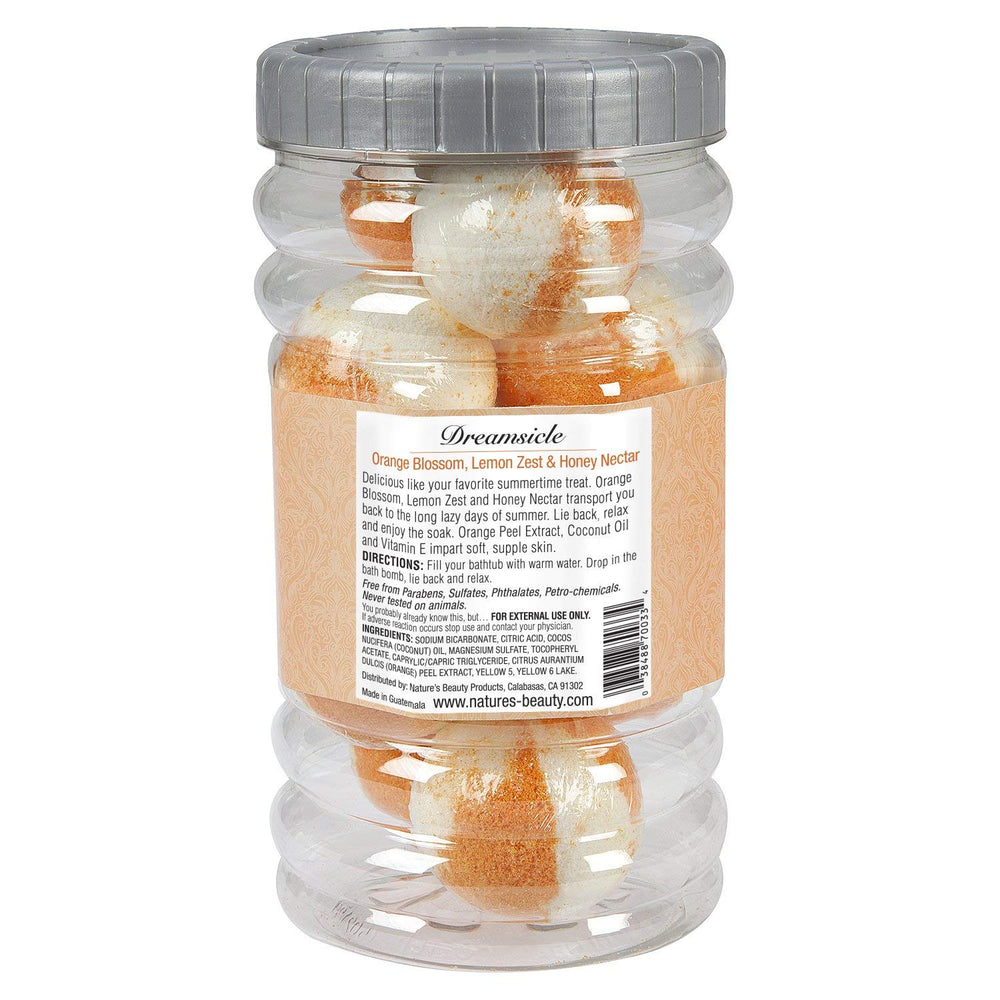 Relaxing bath scene featuring Dreamsicle bombs for a calming soak