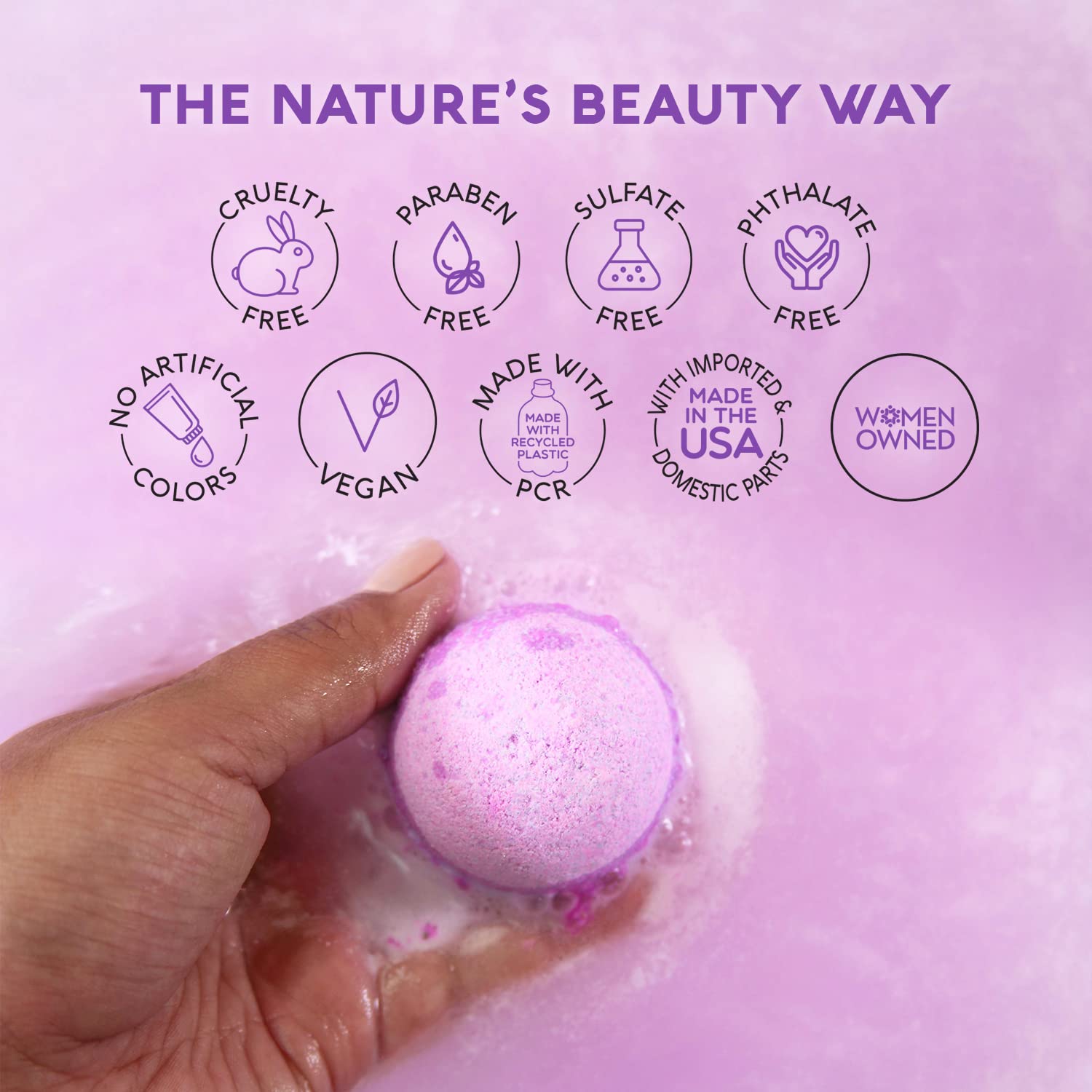 Nature's Beauty spa bath fizz adds color and aroma to bath time.