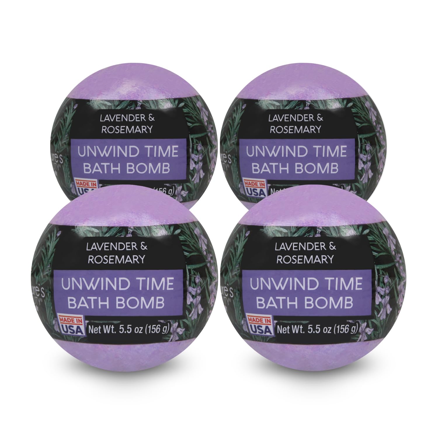 Nature's Beauty lavender rosemary bath bombs pack front for at-home spa moments