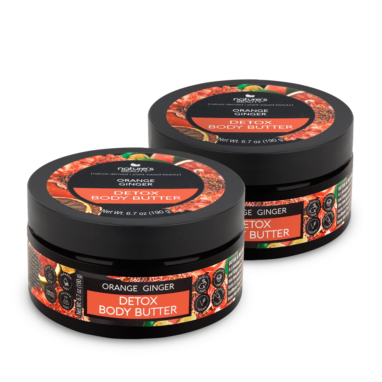 Nature's Beauty orange-ginger detox butter jar for post-bath moisture