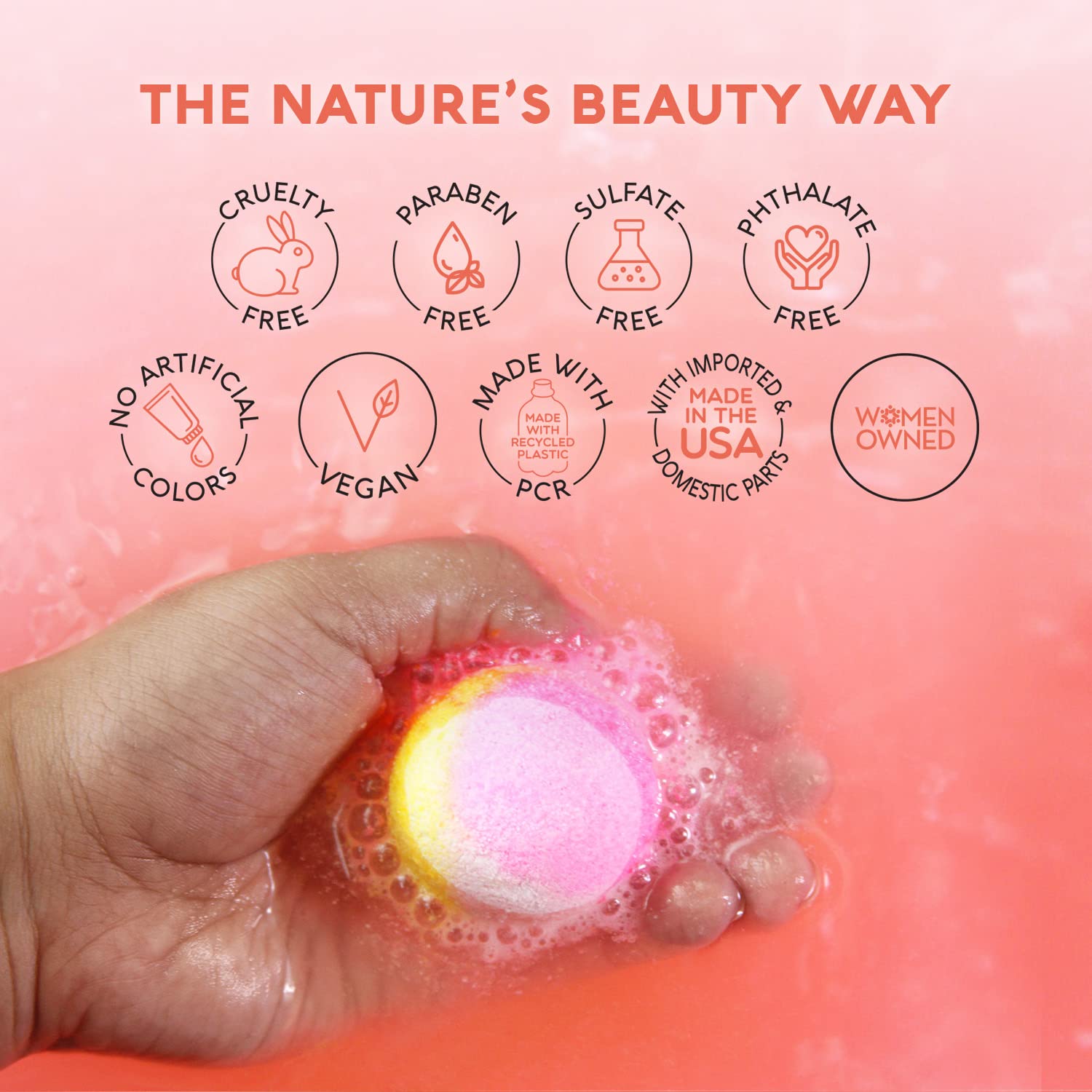 Virgin coconut oil and vitamin E for nourished skin in Dreamsicle set