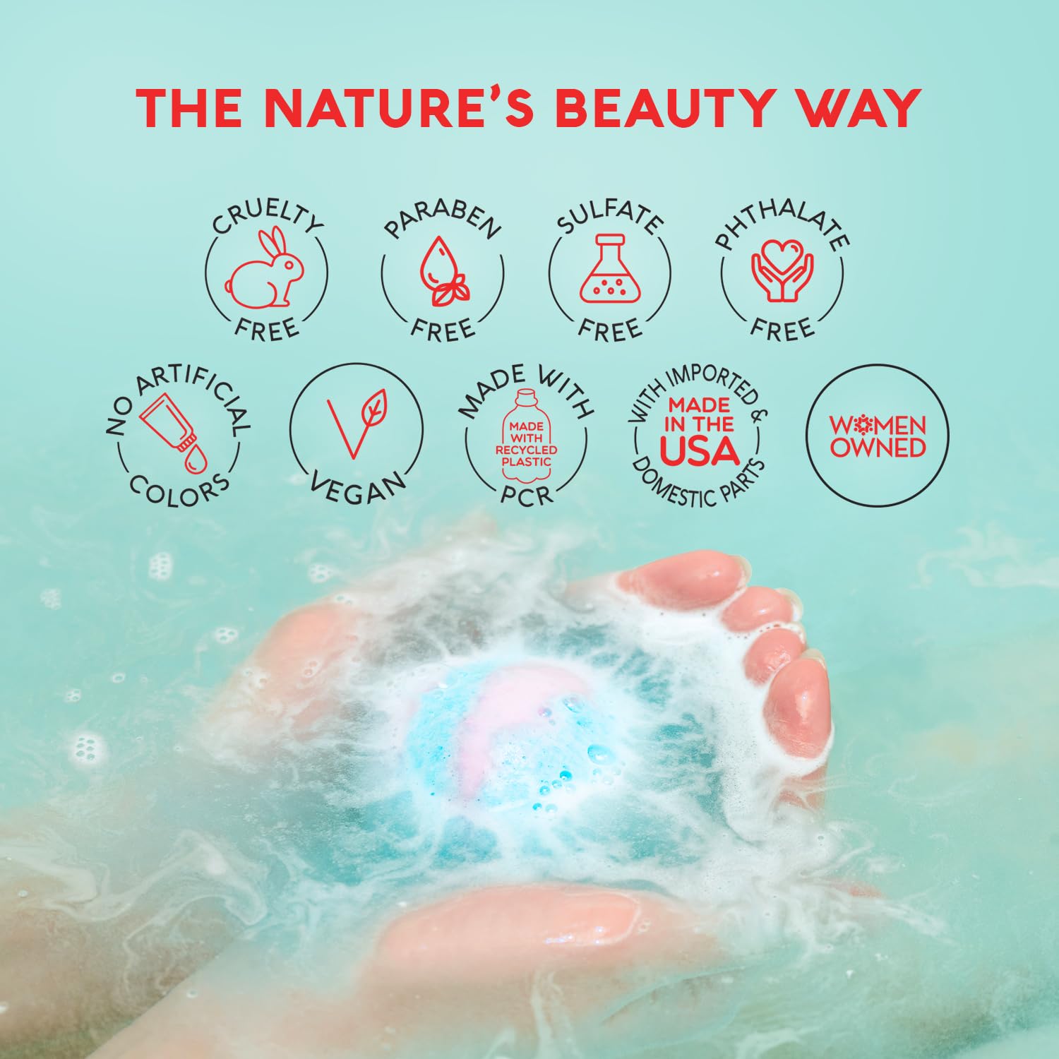 Nature's Beauty Vitamin E enriched bath bomb for nourishing soak