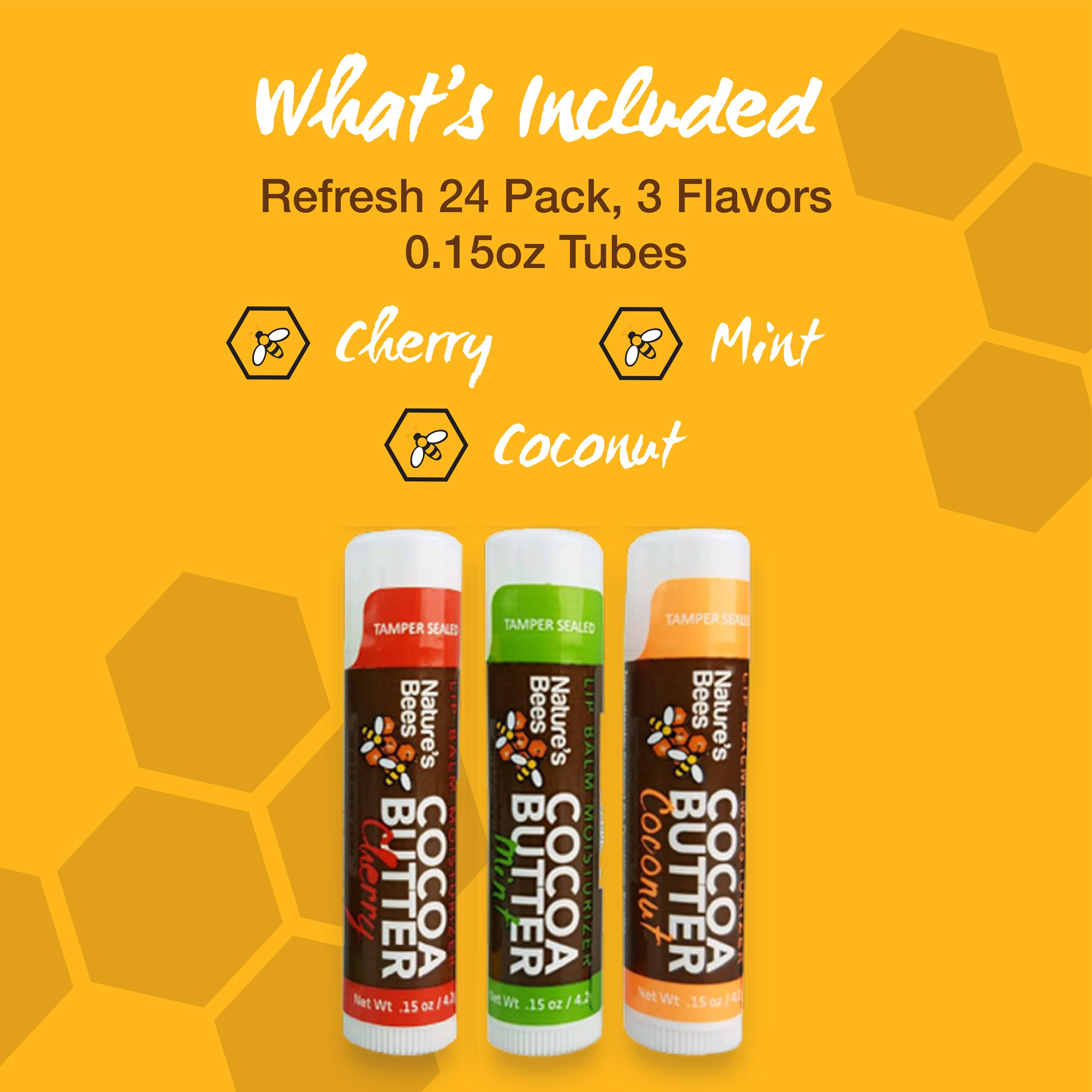 Nature's Bees Cocoa Butter Lip Balm mint flavor tube for cooling relief.