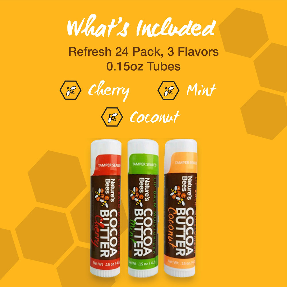 Nature's Bees Cocoa Butter Lip Balm mint flavor tube for cooling relief.