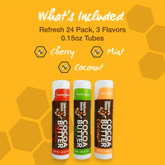 Nature's Bees Cocoa Butter Lip Balm mint flavor tube for cooling relief.