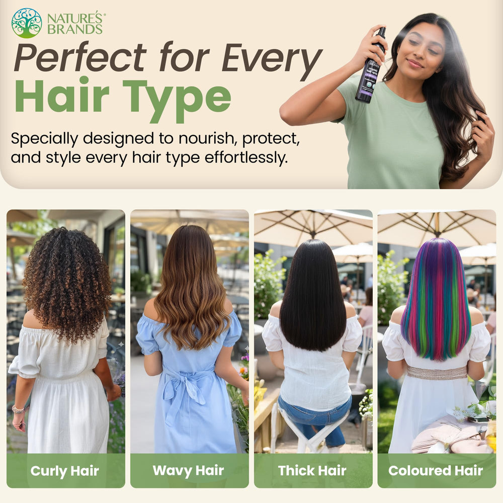 Nature's Brands Organic Hair Spray cruelty-free-logo on pack signals vegan, ethical styling.