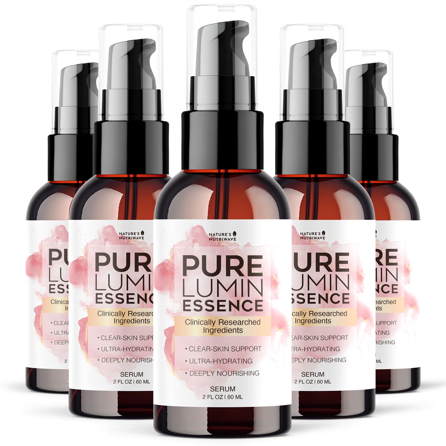 Nature’s NutriWave PureLumin Essence bottle delivering lightweight hydration for daily glow