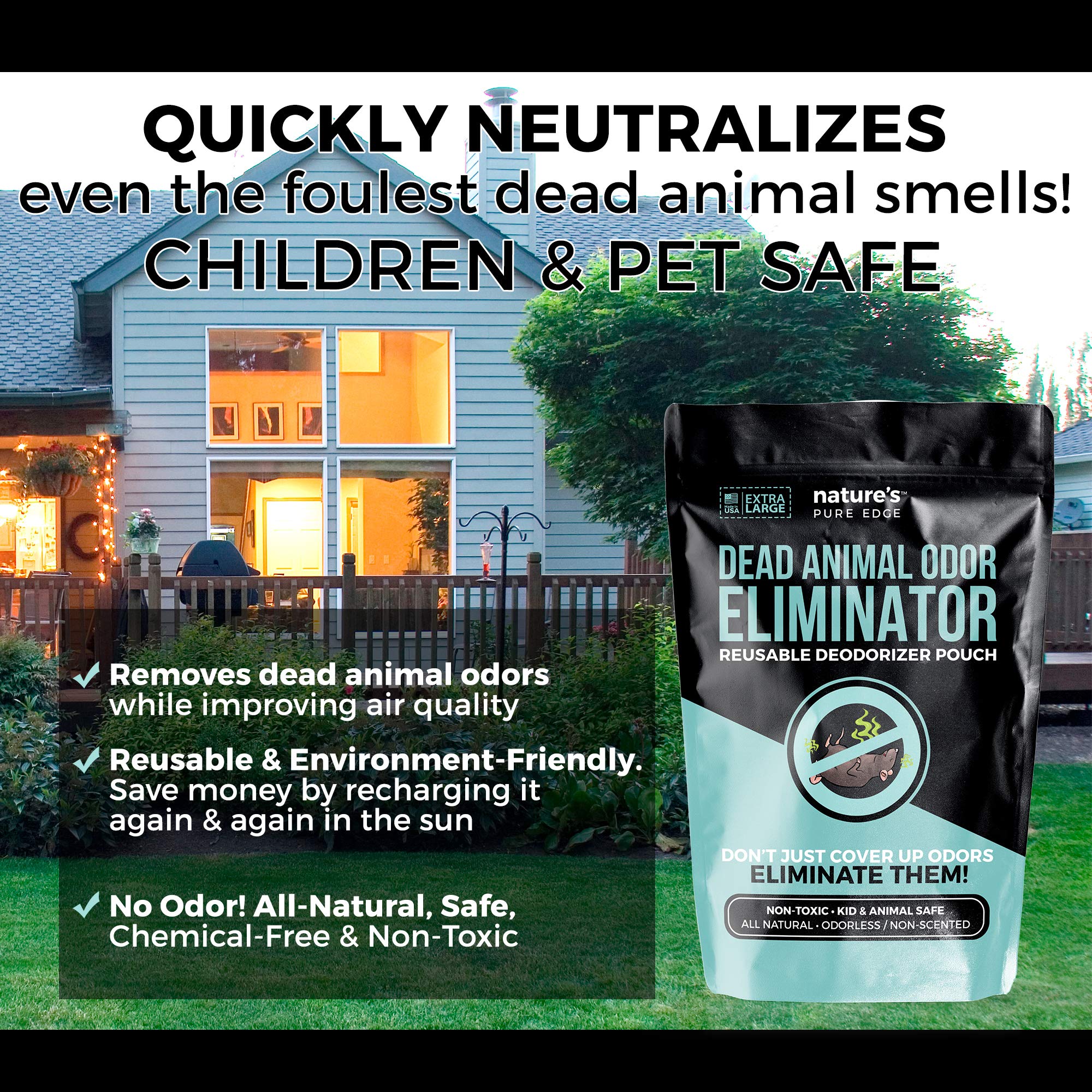 Nature's Pure Edge attic placement demonstrating odor pouch effectiveness