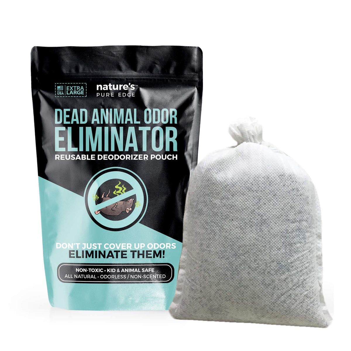 Nature's Pure Edge dead animal odor pouch with activated charcoal targets hidden smells