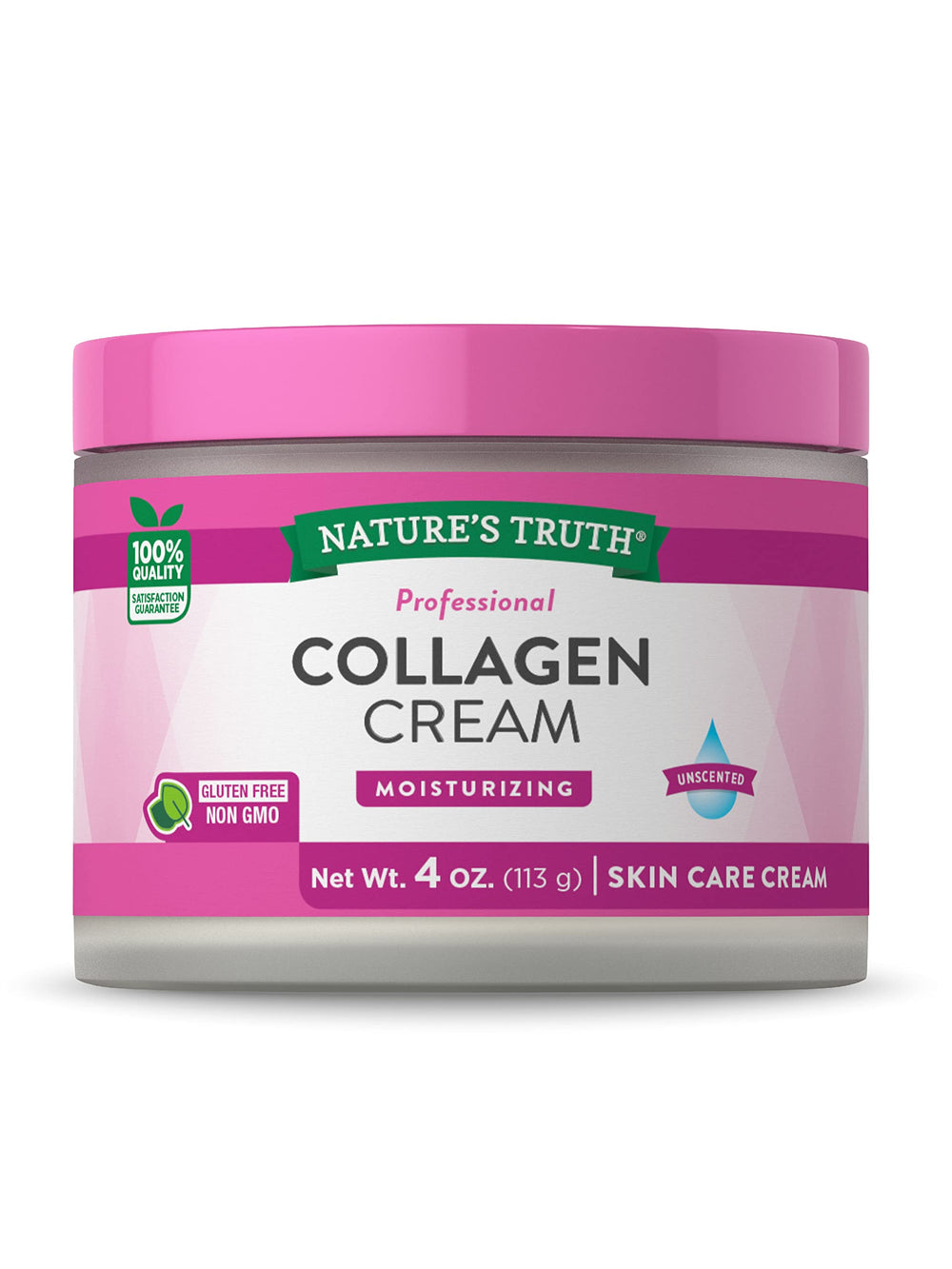Nature's Truth Collagen Cream 4oz tub with smooth moisturizing cream.