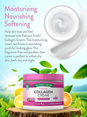Nature's Truth Collagen Cream gluten-free label showing safe ingredients.