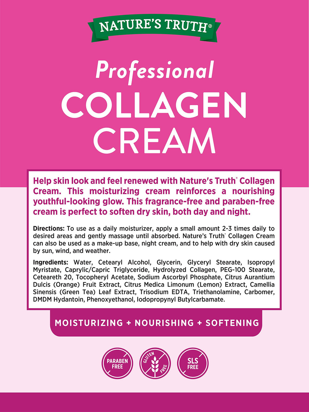 Texture closeup of Nature's Truth Collagen Cream for skin hydration.