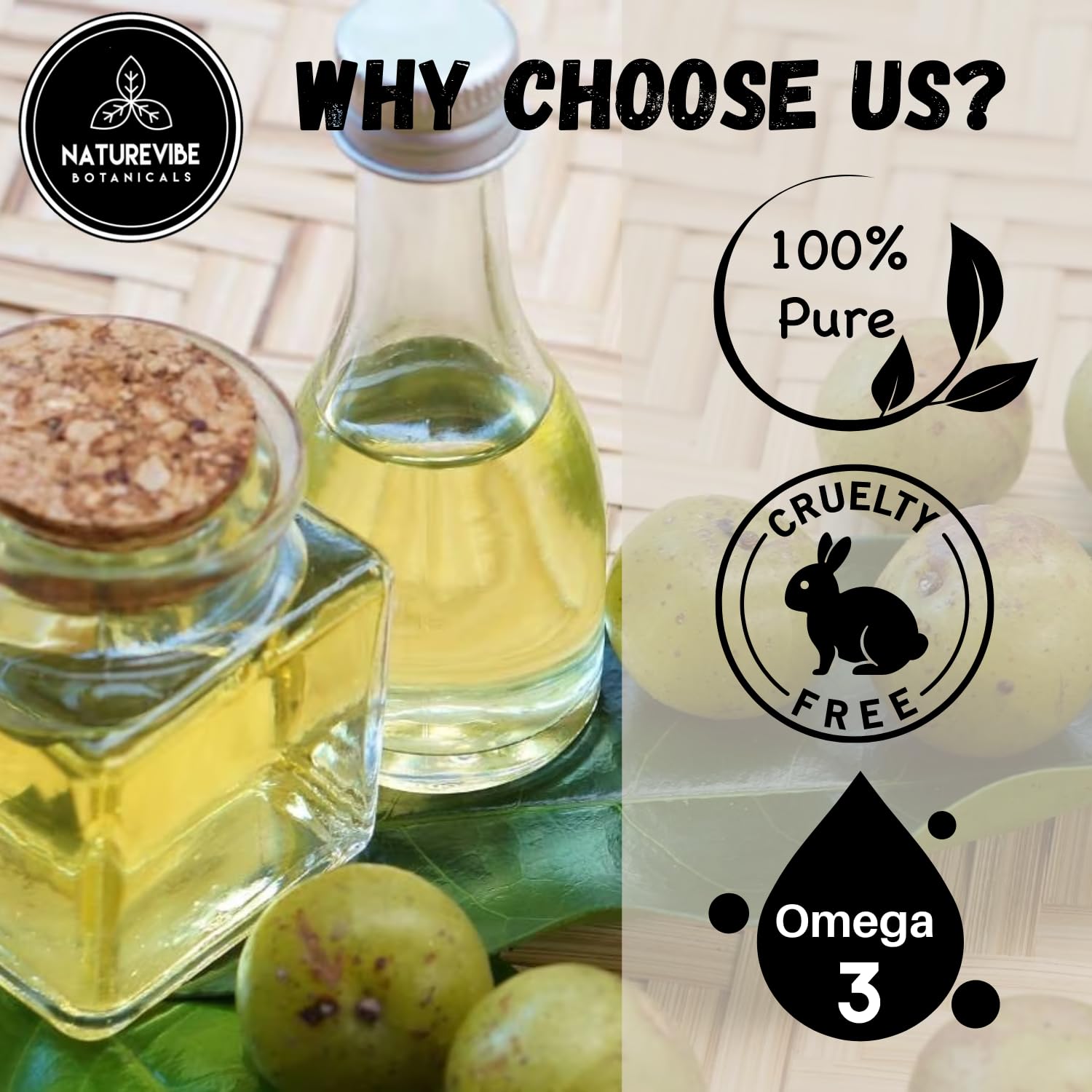Ingredients highlight: 100% pure amla seed oil from Naturevibe Botanicals.