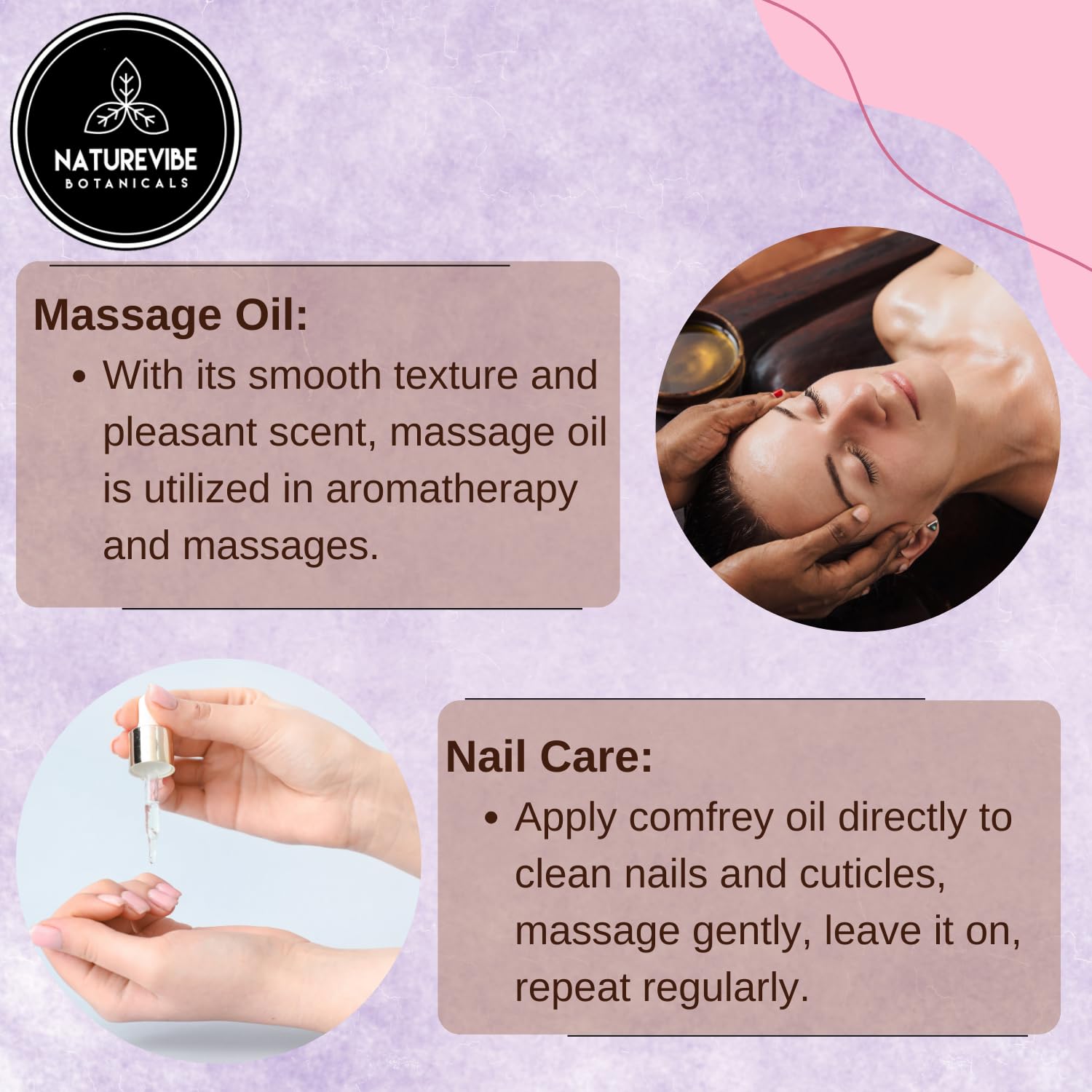 Naturevibe Botanicals Comfrey Oil used on face shows daily moisturization potential.