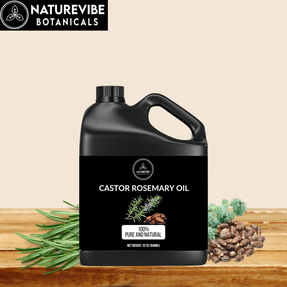 Naturevibe Botanicals Castor Rosemary Oil 946ml bulk size option.