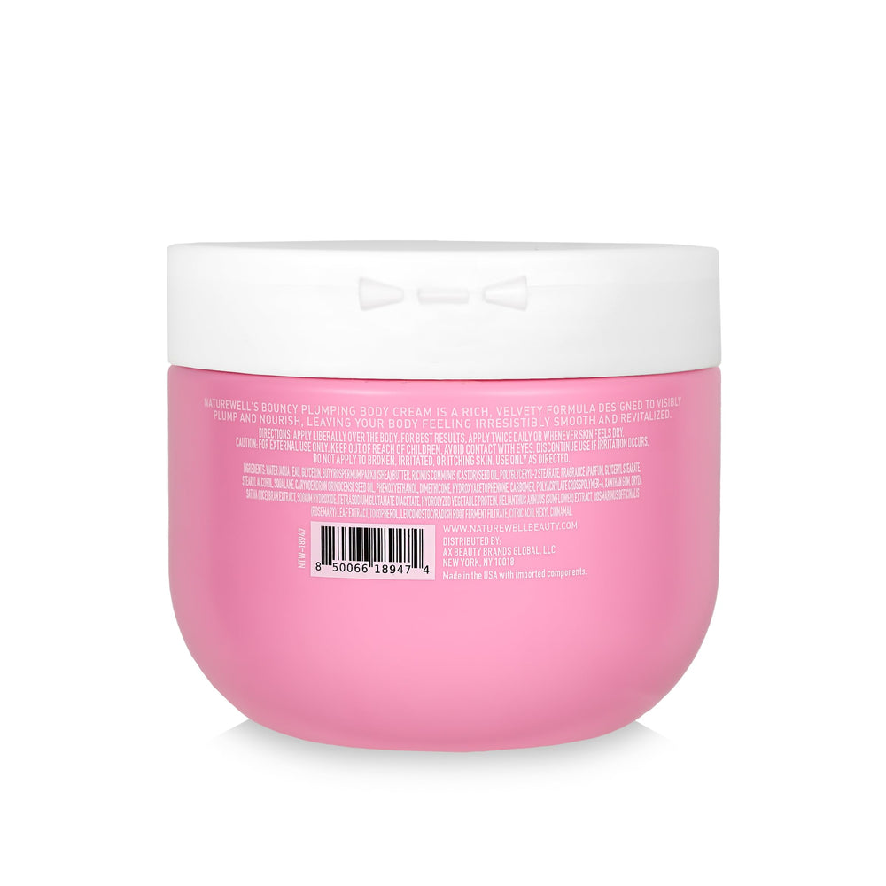 NatureWell Bouncy Body Cream tuberose-amber scent in a lush setup.