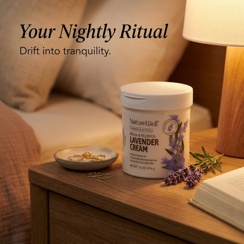 NatureWell Lavender moisturizer packaging box conveys calm self-care.