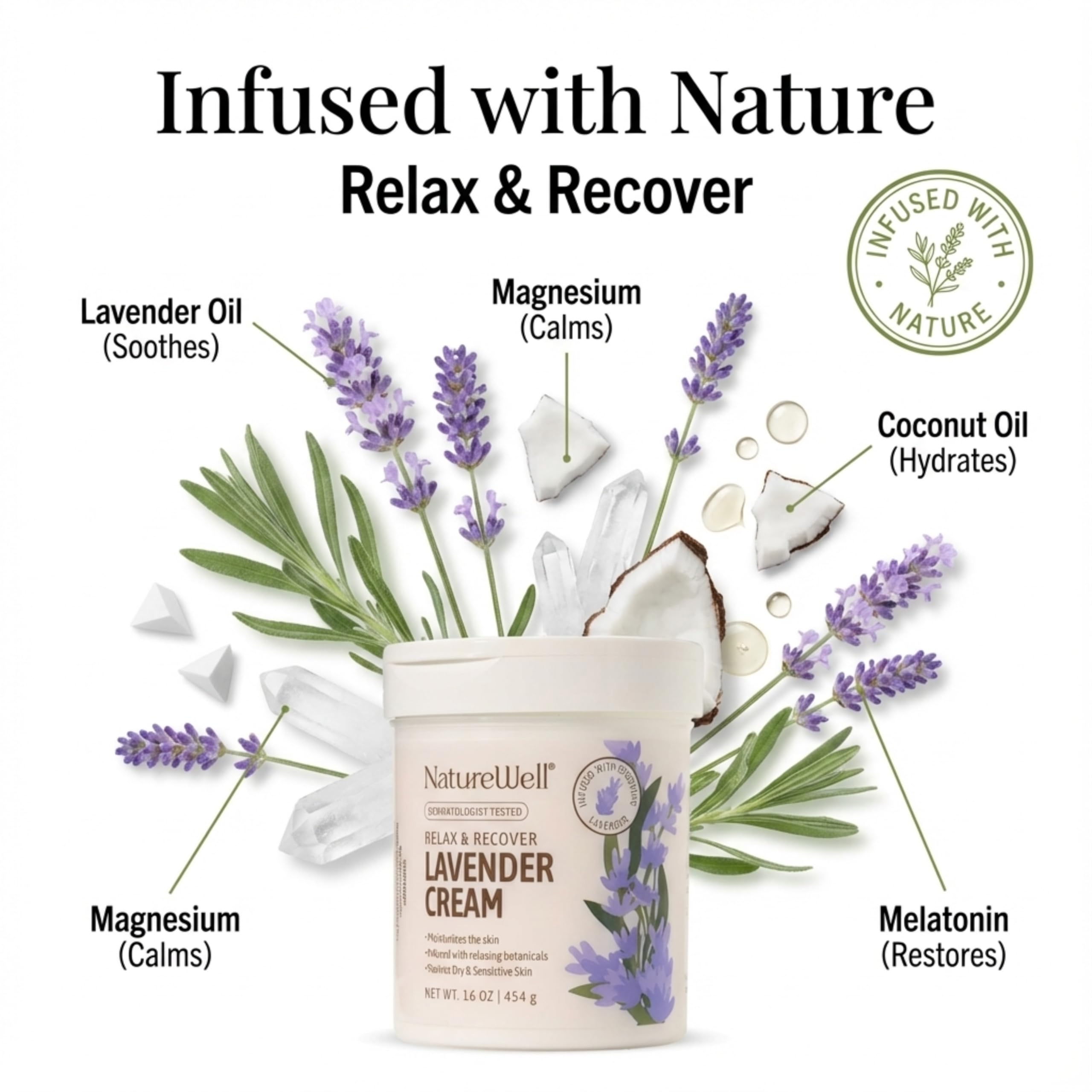 NatureWell Lavender Smooth and Soften Cream for body, provides velvety hydration.