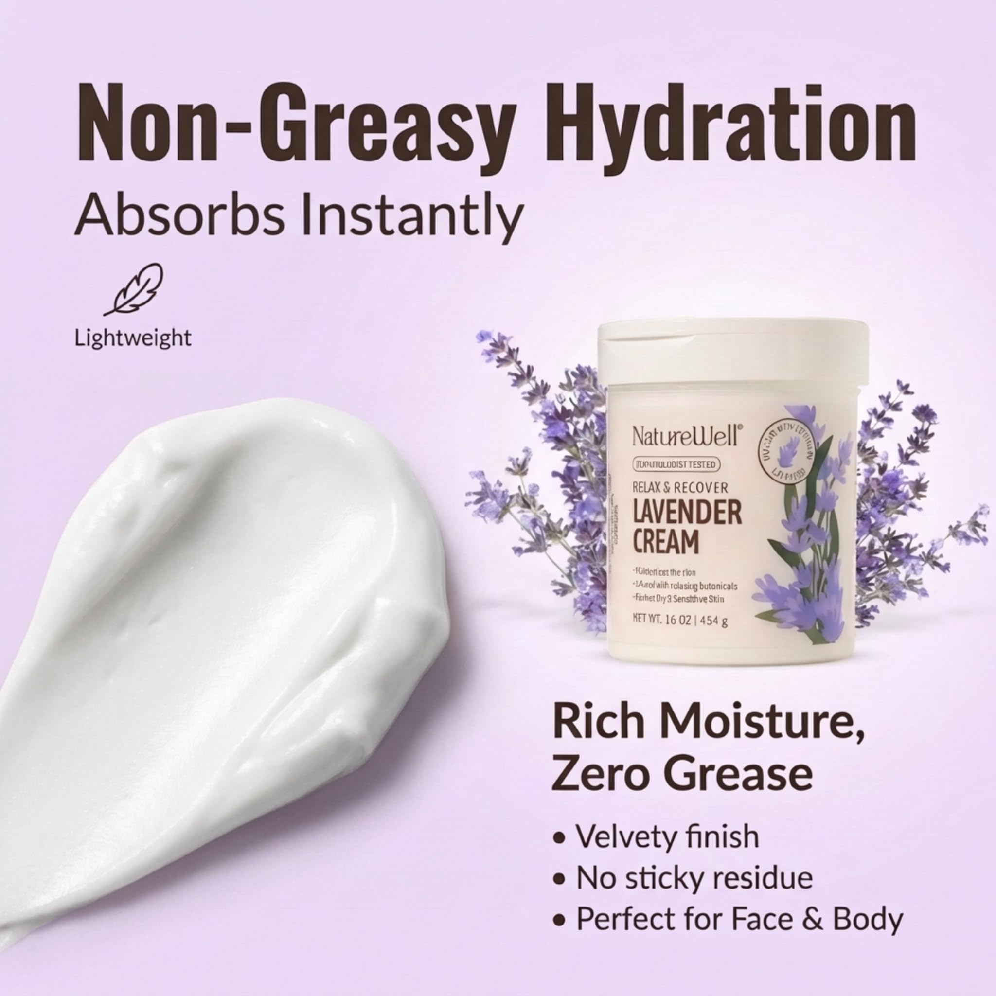NatureWell Lavender Smooth and Soften Cream for hands nourishes dry skin.