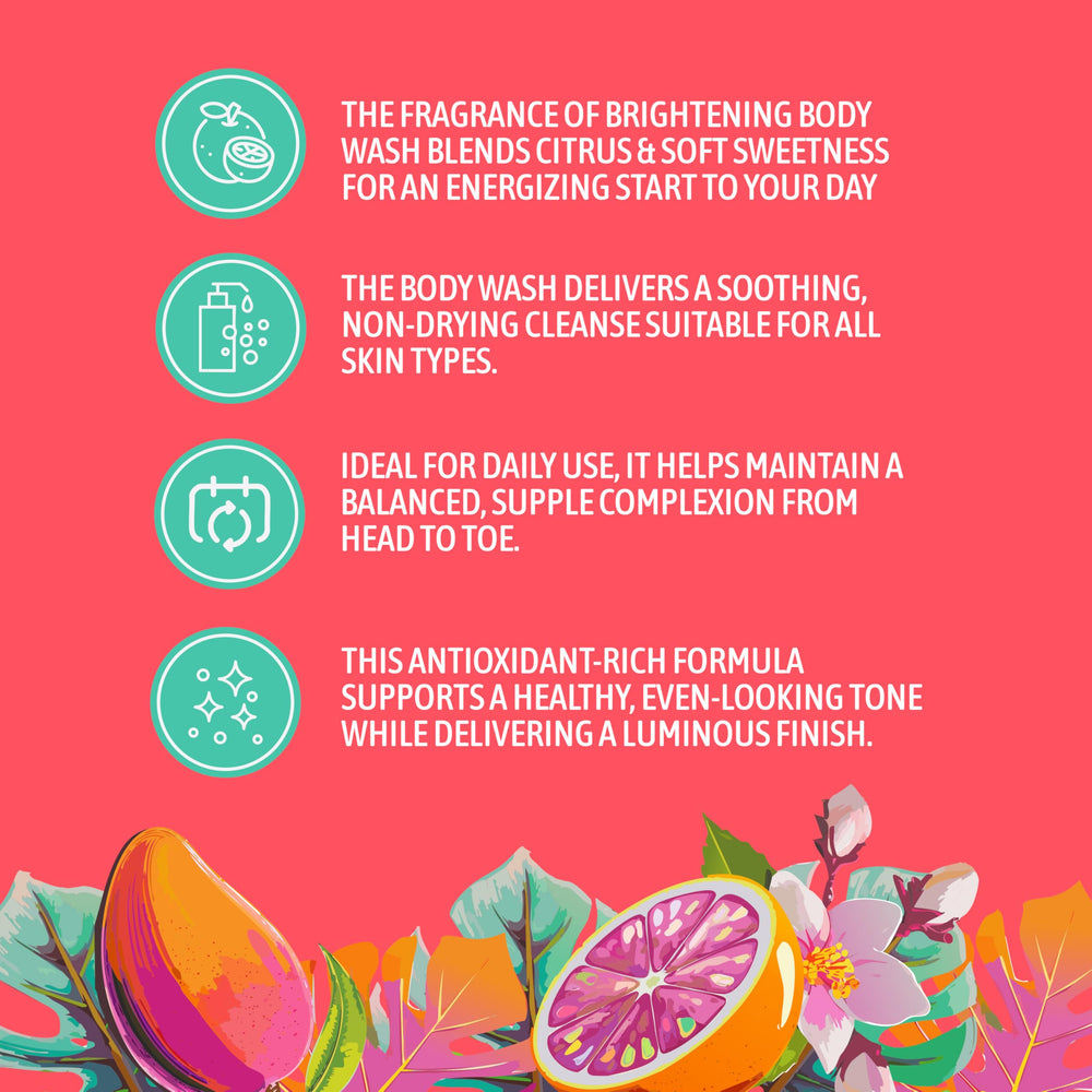 Vitamin C rich blend illustrated with citrus notes for brightening effects.