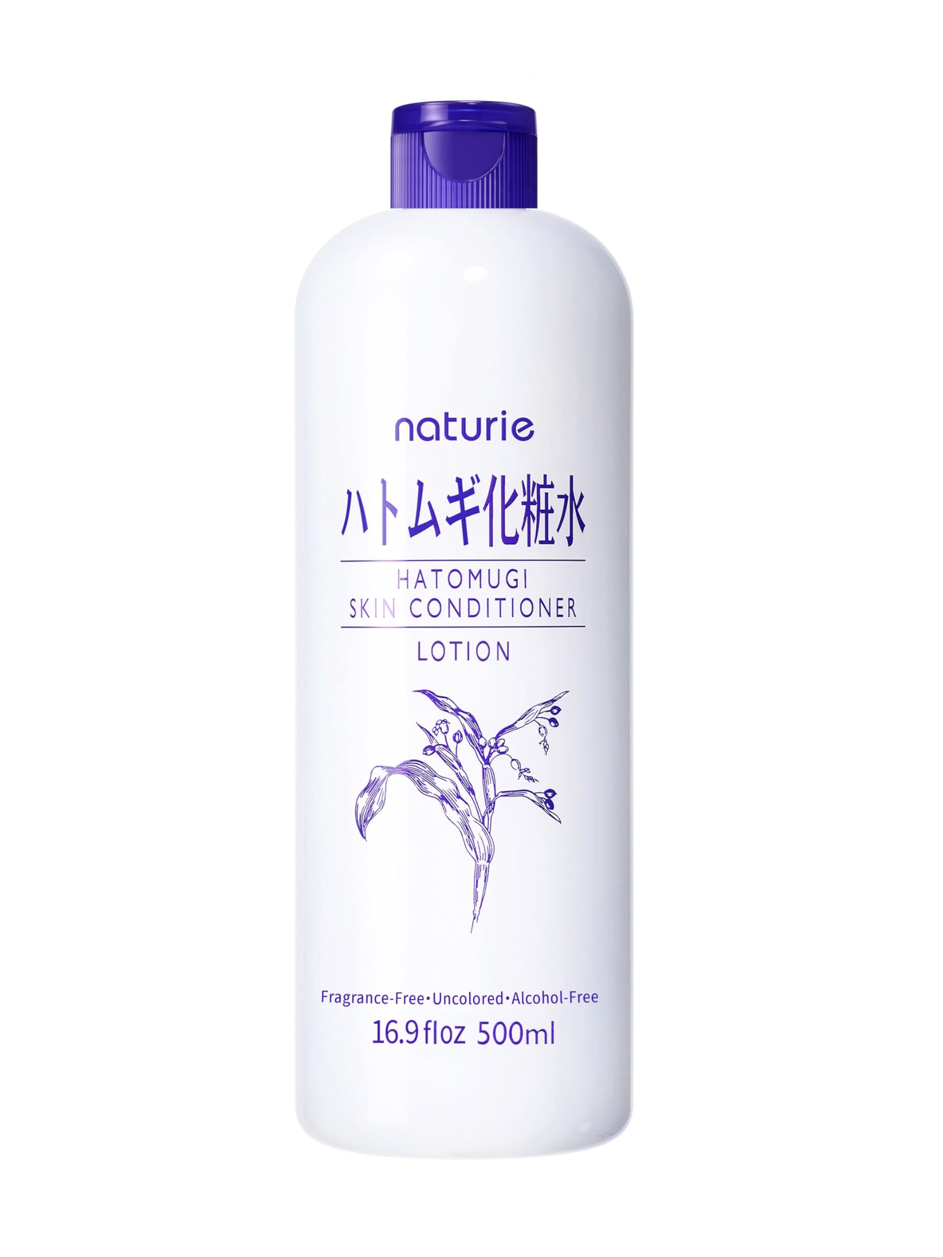 Naturie Hatomugi Skin Conditioner bottle pour for lightweight, non-greasy hydration.