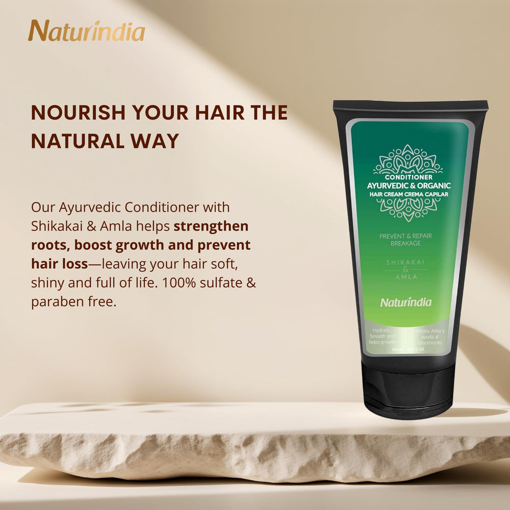 Close-up of sulfate-free label on Naturindia conditioner