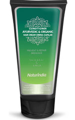 Naturindia Deep Conditioner bottle highlighting its Ayurvedic formula for damaged hair