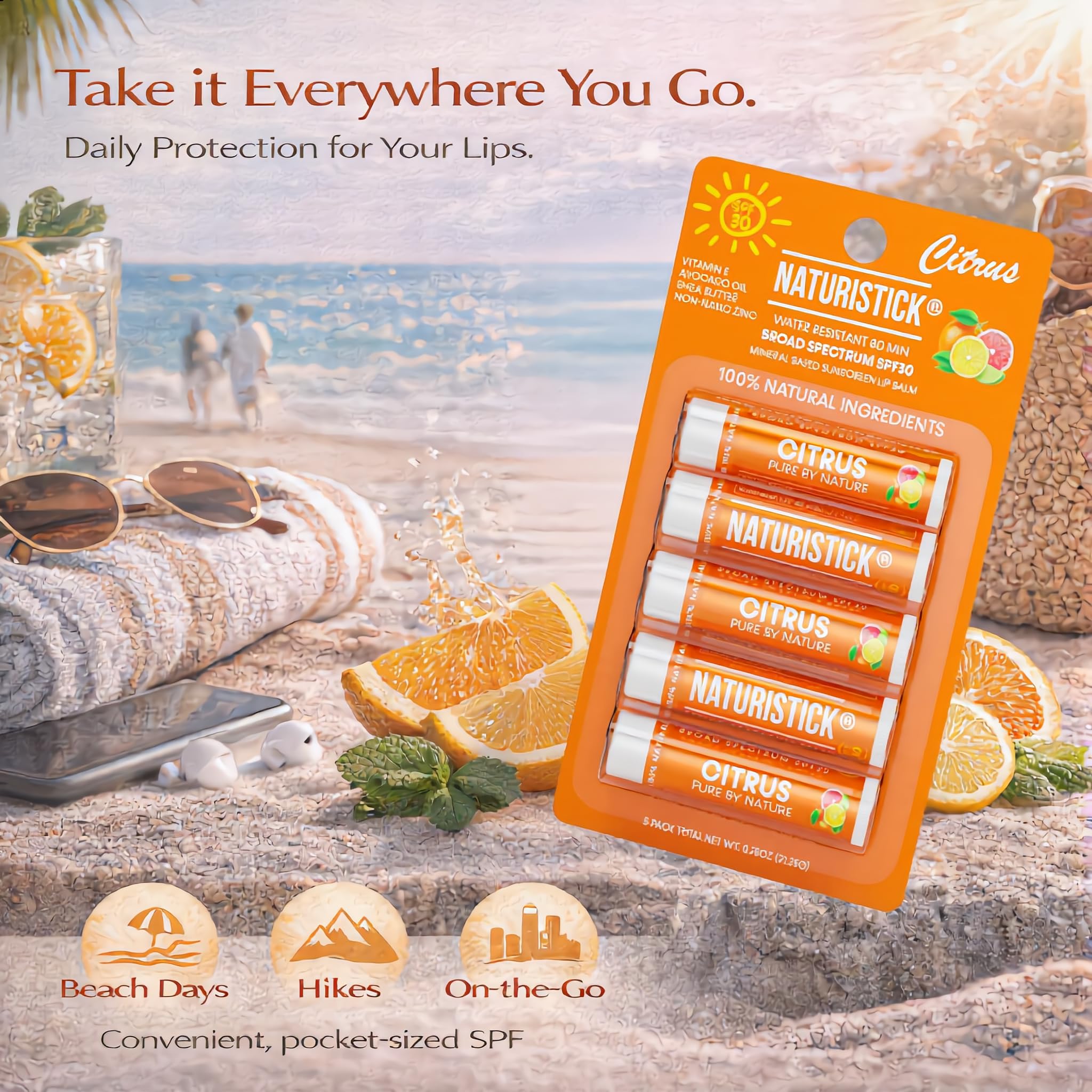 Naturistick 5-pack lip balm travel