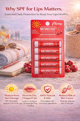 Naturistick cherry lip balm 5-pack with natural ingredients, no synthetics.