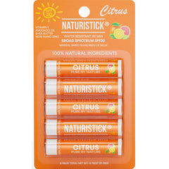 Naturistick SPF30 citrus lip balm 5-pack for daily sun protection